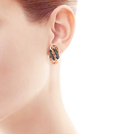 Серьги с французским замком из красного золота с бриллиантами