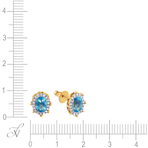 Пусеты из желтого золота с бриллиантами, топазами