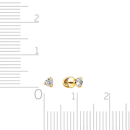 Пусеты из желтого золота с бриллиантами