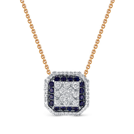 Колье из красного золота с бриллиантами, сапфирами