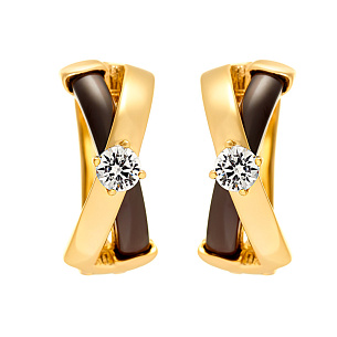 Серьги с английским замком из серебра с керамиками и циркониями