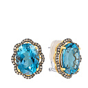 Серьги из желтого золота с бриллиантами, топазами