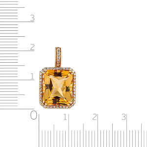 Подвеска из желтого золота с бриллиантами, цитрином