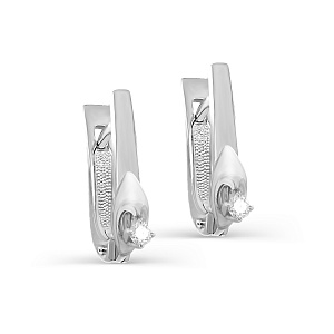 Серьги с английским замком из белого золота с бриллиантами
