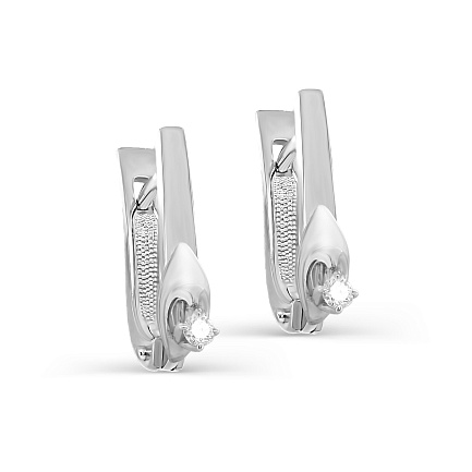 Серьги с английским замком из белого золота с бриллиантами