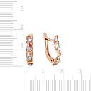 Серьги с английским замком из красного золота с фианитом