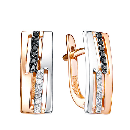 Серьги из комбинированного золота с бриллиантами