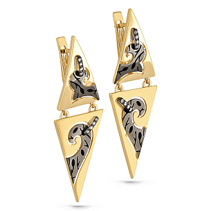 Серьги с английским замком из желтого золота с бриллиантом