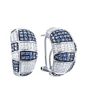 Серьги из белого золота с бриллиантами, сапфирами