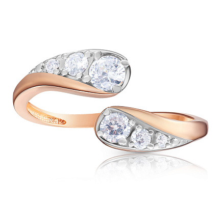 Кольцо из красного золота с фианитом