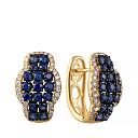 Серьги из желтого золота с бриллиантами, сапфирами