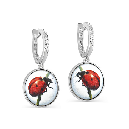 Серьги с английским замком из серебра с фианитами