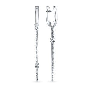 Серьги из белого золота с бриллиантом