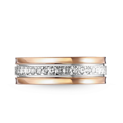 Кольцо обручальное с алмазной гранью