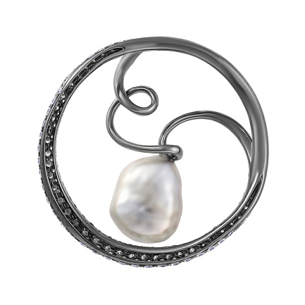 Подвеска из золота с бриллиантами, жемчугом