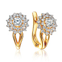 Серьги с английским замком из желтого золота с бриллиантами