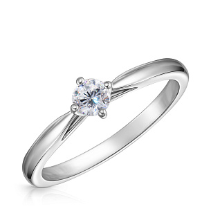 Кольцо помолвочное из белого золота с бриллиантом