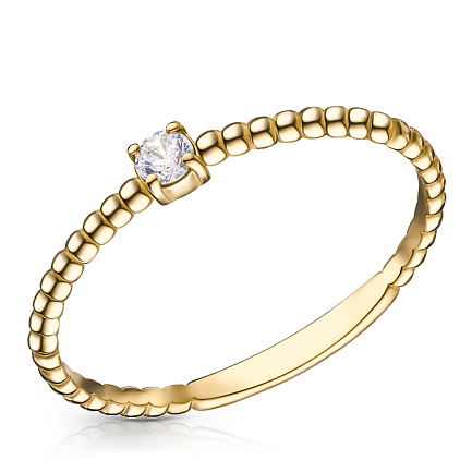 Кольцо из желтого золота с фианитом