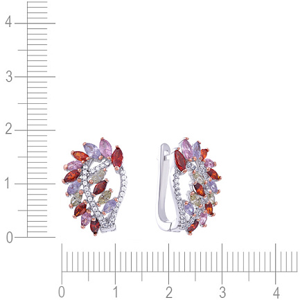 Серьги с английским замком из серебра с фианитом