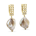 Серьги с английским замком из серебра с перламутром