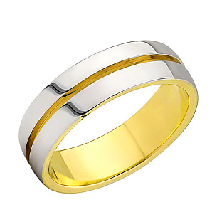 Кольцо обручальное из комбинированного золота