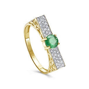 Кольцо из желтого золота с изумрудом