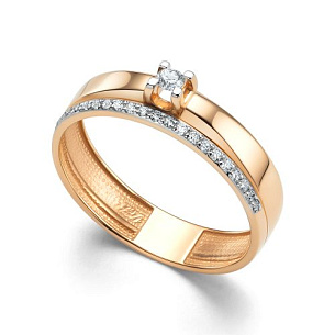 Кольцо из красного золота с бриллиантом