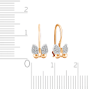 Серьги детские из красного золота с фианитом