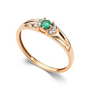 Кольцо из красного золота с бриллиантами, изумрудом