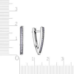 Серьги с английским замком из серебра с фианитом