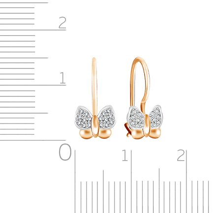 Серьги детские из красного золота с фианитом