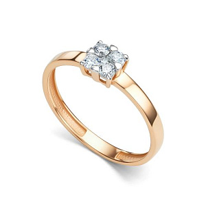 Кольцо из красного золота с бриллиантами