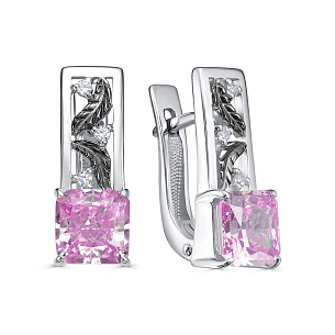 Серьги с английским замком из серебра с фианитом