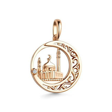 Подвеска из красного золота с бриллиантом