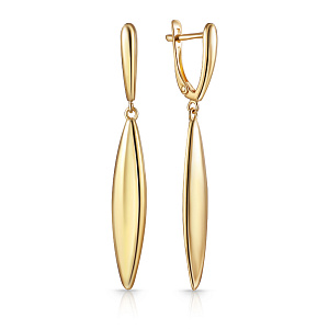 Серьги с английским замком из желтого золота