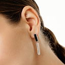 Серьги из серебра с фианитом, эмалью