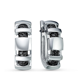 Серьги с английским замком из белого золота с бриллиантами