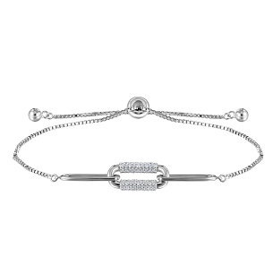 Браслет декоративный из серебра с фианитом