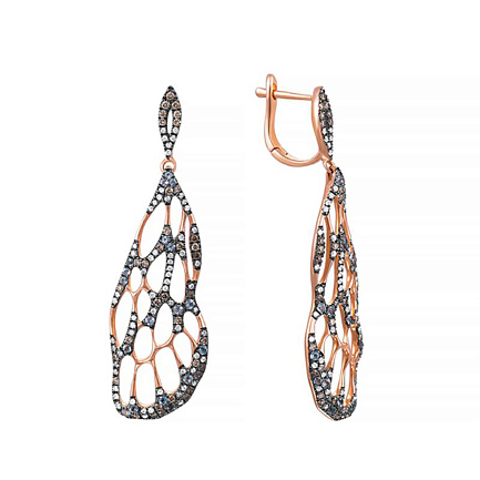 Серьги с английским замком из красного золота с бриллиантами