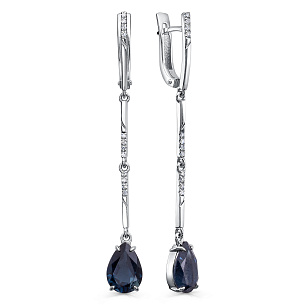 Серьги с английским замком из белого золота с топазом