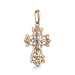 Крест из красного золота с бриллиантами