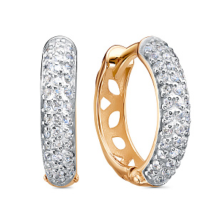 Серьги из красного золота с фианитами