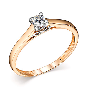 Кольцо из красного золота с бриллиантом