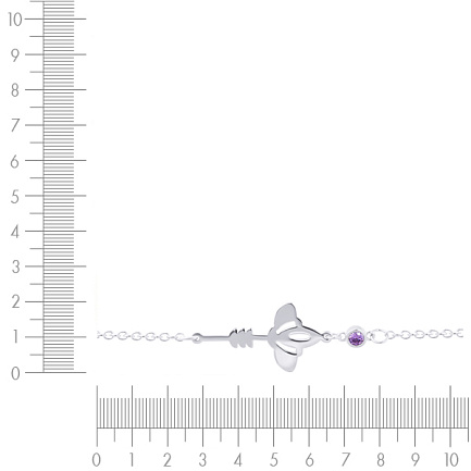 Браслет на ногу декоративный из серебра с фианитом