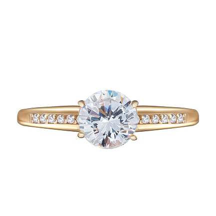 Кольцо из красного золота с фианитом