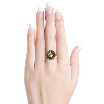 Кольцо из желтого золота с кварцем