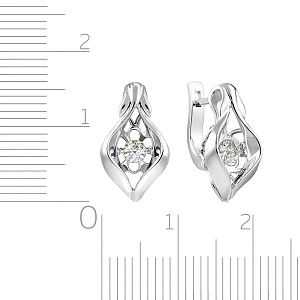 Серьги с английским замком из белого золота с бриллиантами