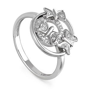 Кольцо из серебра с фианитами