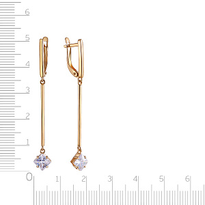 Серьги с английским замком из красного золота с фианитом