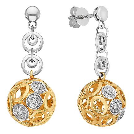 Серьги из желтого золота с бриллиантами